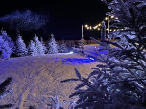 falling snow machine hire, settled snow, eco ice rinks showcase Gloucestershire